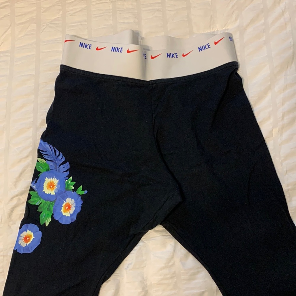 Nike black leggings with floral detail